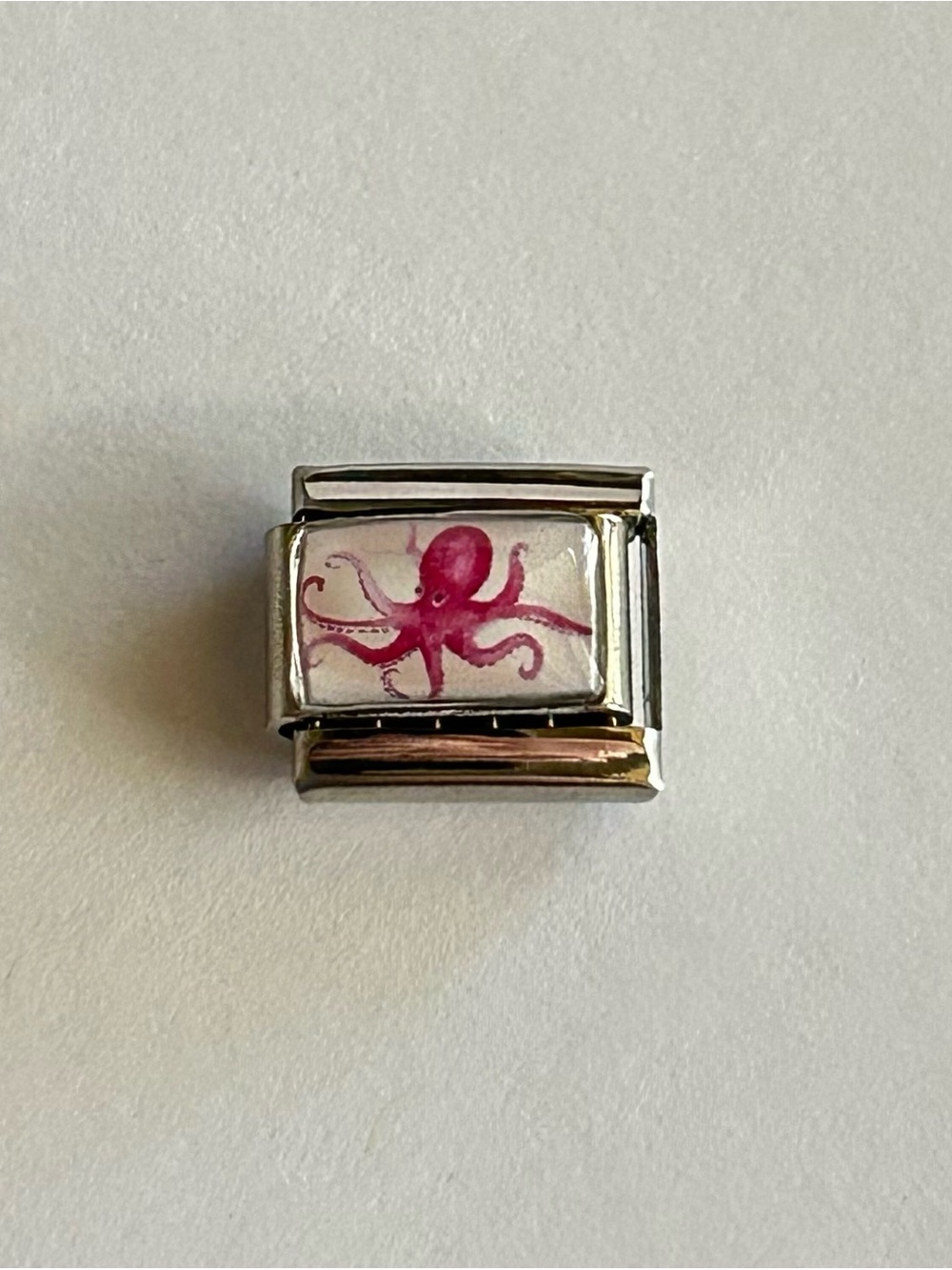 Octopus Italian Charm Bracelet Link Sea Life Silver & Pink New 9mm